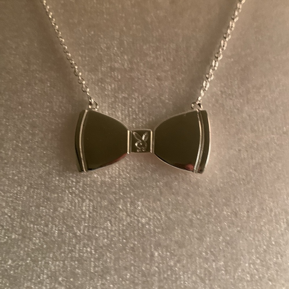 Playboy/white trash charm bow necklace - Picture 2 of 5